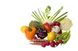 Isolated image of mixed vegetables in a basket.