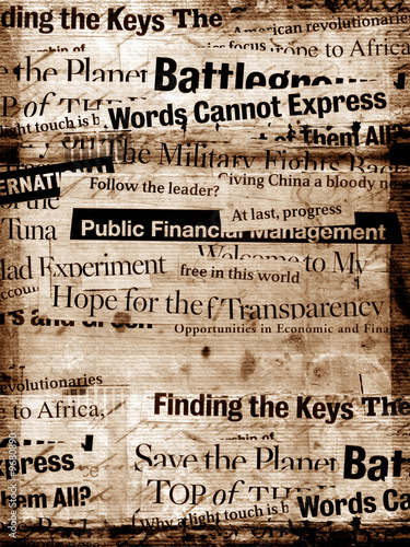 New paper headlines with old paper background