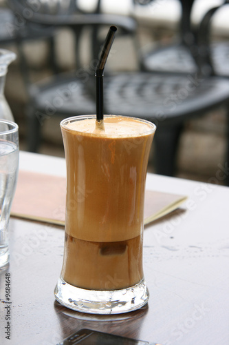 ice cold coffe greek speciality frape closeup