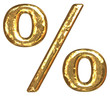 Golden font. Percent sign.