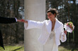 Beautiful the bride and the groom in park
