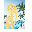 Vector illustration Glamur girl on a beach