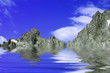 High mountains in  Europe. Reflection of rocks.