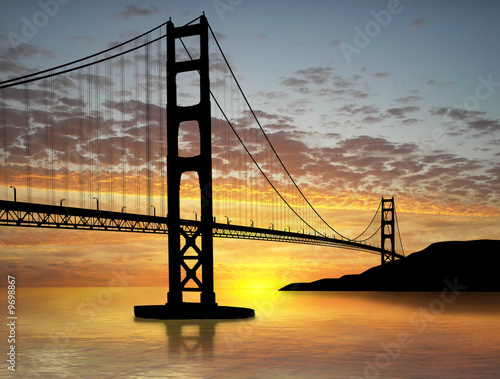 golden gate bridge sunset. Golden Gate Bridge over sunset