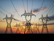 Illustration: 3D Electric powerlines over sunrise 3D Electric powerlines over sunrise