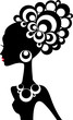 woman silhouette with black hair and jewels