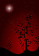vector serie - christmas landscape with red sky and stars vector serie - christmas landscape with red sky and stars