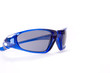 Sunglasses blue on white backgroung fashion black lens