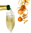 Glass of champagne with New Year's decor. Isolation Glass of champagne with New Year's decor. Isolation