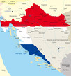Map of Croatia country coloured by national flag