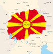 Map of Macedonia country coloured by national flag