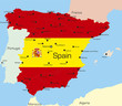 Map of Spain country coloured by national flag