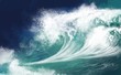 White ocean waves on blue sky background - Computer Illustration