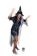 Young woman, Halloween witch with scary expression. Young woman, Halloween witch with scary expression.