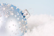 Christmas decoration in soft blue pastels in the snow