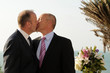 Photo: Gay Same Sex Male Couple Kissing in California Married Gay Same Sex Male Couple Kissing in California Married