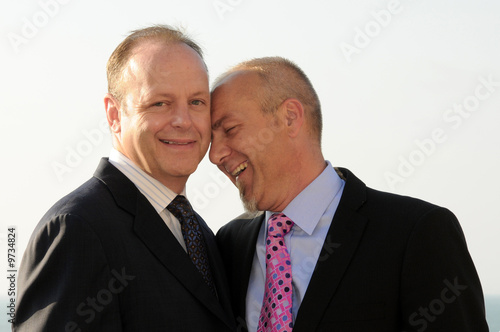 Gay Same Sex Male Couple Laughing in California Marriage