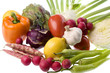 Isolated image of mixed vegetables in a basket.