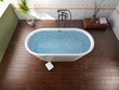 modern bathroom with a  tub (3D rendering)