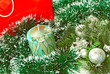 Decorative candle over green new year adorning