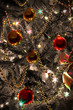 Background of Christmas tree with red and golden balls