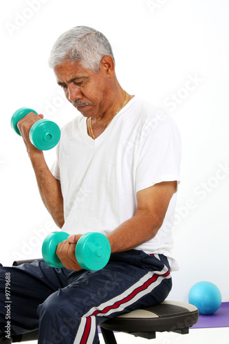 Photo: Senior Minority Man Working Out Set On A White Background Senior Minority Man Working Out Set On A White Background