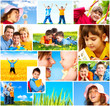 Foto: Happy family. Father, mother and children in the park. Happy family. Father, mother and children in the park.