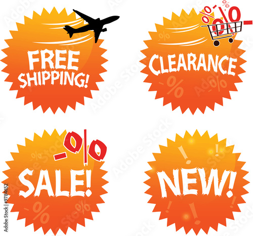 Illustration: Online Shop Glossy Icons Online Shop Glossy Icons