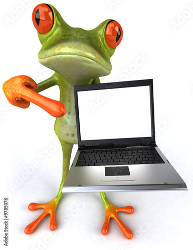 Illustration: Grenouille avec un ordinateur portable Grenouille avec un ordinateur portable