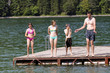 portrait of family at the lake
