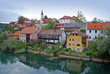 Viev of Novo Mesto riverside from bridge - Slovenia