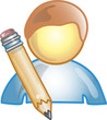 Icon of a writer with a pencil Icon of a writer with a pencil