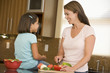 Mother And Daughter Preparing meal,mealtime Together