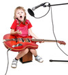 little girl sing to studio microphone
