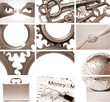 business theme composition of many photographs in sepia tone business theme composition of many photographs in sepia tone