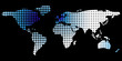 Halftone world map with highlighted business leaders area
