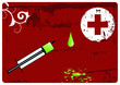 Big syringe with drip of something green