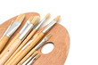 painting brushes and palette on white background. painting brushes and palette on white background.
