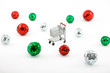 Mini Shopping Cart with Shiny Disco Balls in Christmas Colors Mini Shopping Cart with Shiny Disco Balls in Christmas Colors