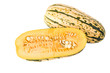 A Delicata squash split open A Delicata squash split open