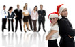 business partners celebrating christmas with people