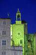Famous Romanesque tower clock in Split, Croatia at night