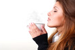 portrait of beautiful young woman with cup of coffee portrait of beautiful young woman with cup of coffee