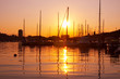 Port of Marseille in France. Romantic Sunset.