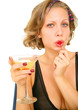 sexy pin up girl eating cherry and holding margarita sexy pin up girl eating cherry and holding margarita