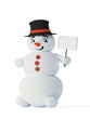 3d cute snowman with empty blank