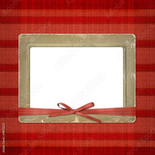 Illustration: Framework for a photo or invitations. A red bow Framework for a photo or invitations. A red bow