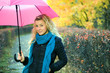 young woman in autumn yellow forest