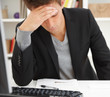 Closeup portrait of a young man stressed Closeup portrait of a young man stressed