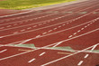 Lane markings at a college running track.